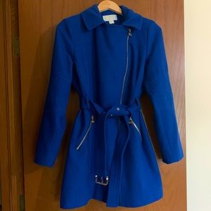 Michael Kors cobalt blue asymmetrical zip jacket M